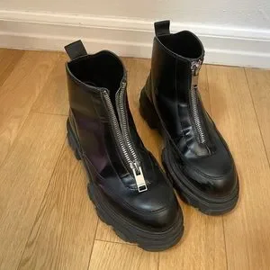 Zip Front Ganni Polido Boots Ganni Shoes Ganni Black Polido Zipper